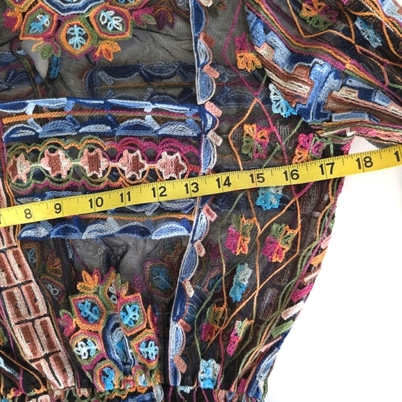 Zara Embroidered Mesh Sheer Midi Dress Hi-Lo Hem Long Sleeve with Slip Dress- S - Picture 12 of 16